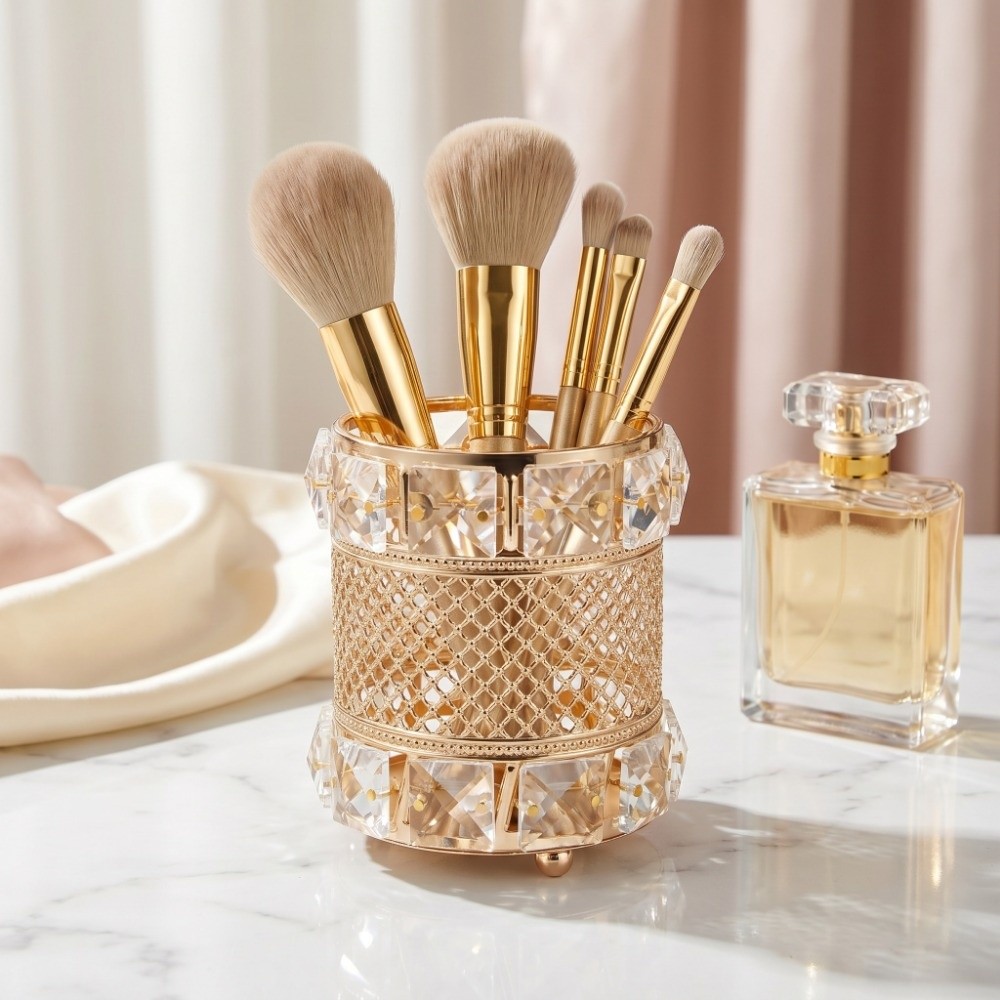Goldener Make-up-Pinselhalter- – Luxury Skincare And Makeup Brands Bewertung und Preis